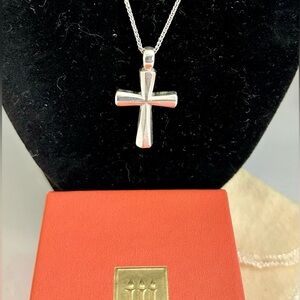 JAMES AVERY Sterling Silver LARGE Saint St Teresa Cross Pendant Necklace RETIRED